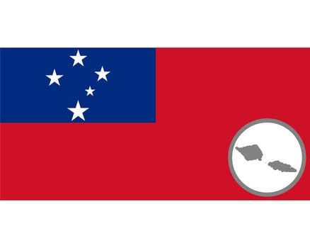 Fahne und Landkarte von Samoa