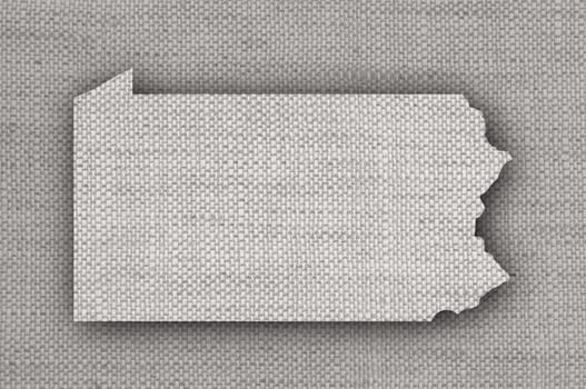 Map of Pennsylvania on old linen