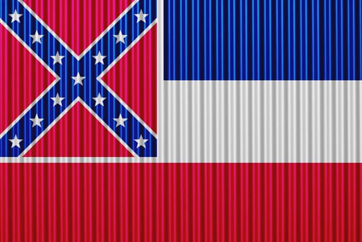 Flag of Mississippi on corrugated iron