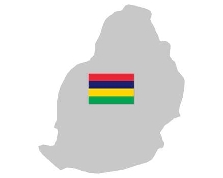 Fahne und Landkarte von Mauritius