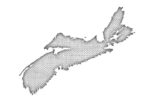 Map of Nova Scotia on old linen