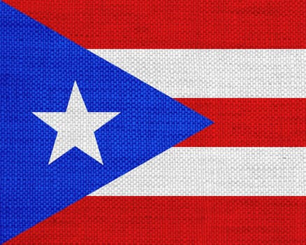Flag of Puerto Rico on old linen