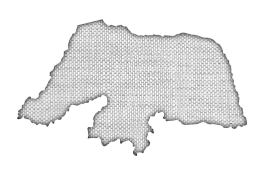Map of Rio Grande do Norte on old linen