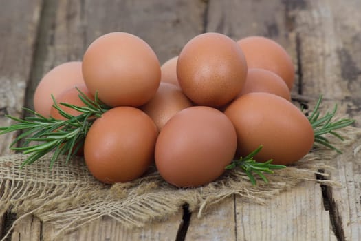 eggs on old wooden background