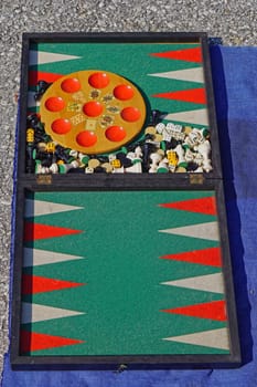 Backgammon board game play field with triangles