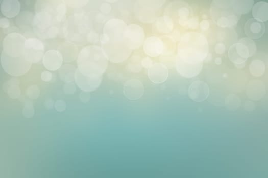 Abstract gradient turquoise light blue yellow shiny blurred background texture with circular bokeh lights. Beautiful backdrop. Space for design.