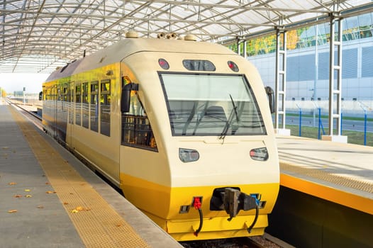 Boryspil Express train shuttle from Kyiv Central train station platform to the Boryspil airport, Kyiv, Ukraine