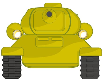 Military technology tank type frontal on white background is insulated
