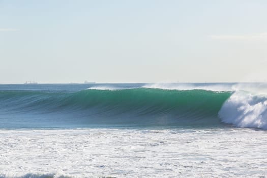 Ocean Wave crashing breaking swells cresting  closeup hollow scenic sea power energy of nature