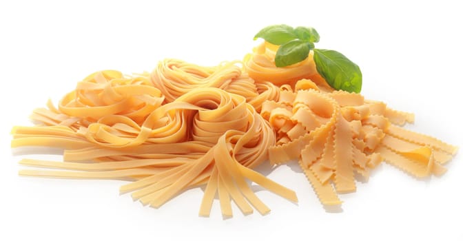 Close up Ordinary and Brass Wheel Cutting Fresh Fettuccine Pasta Isolated on White Background