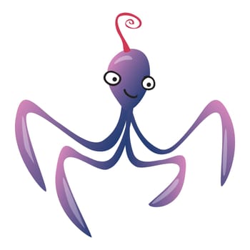 Funny cartoon octopus or an alien monster or Kraken