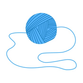 Tangle blue coat thread on white background