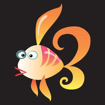 Cartoon colorful coral fish on a neutral background