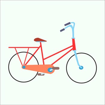 Female urban walking the bike on a neutral background
