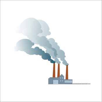 Smoking dirty polluting plant or factory on a neutral background
