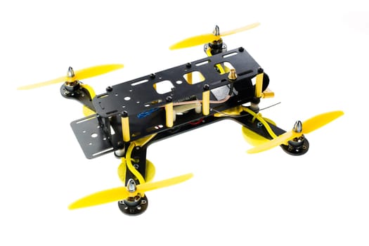 Home made drone isolated on white