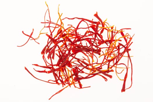 Small pile of saffron isolated on white