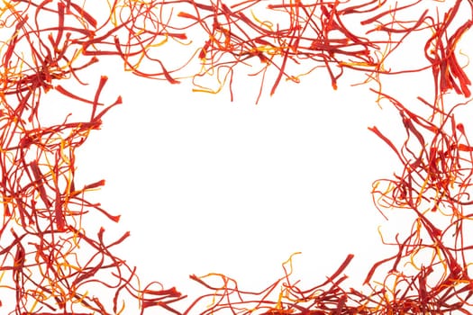 Frame of saffron isolated on white background