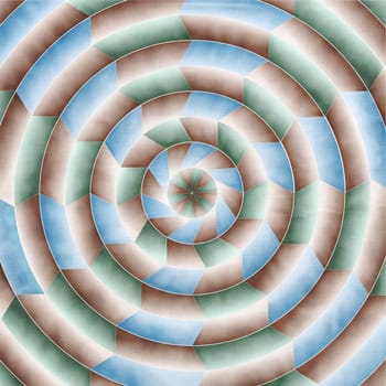 abstract concentric circle background with blue green and brown shapes.