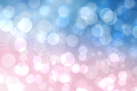 Abstract blurred vivid spring summer light delicate pastel pink blue bokeh background texture with bright soft color circles and bokeh lights. Card concept. Beautiful backdrop illustration.
