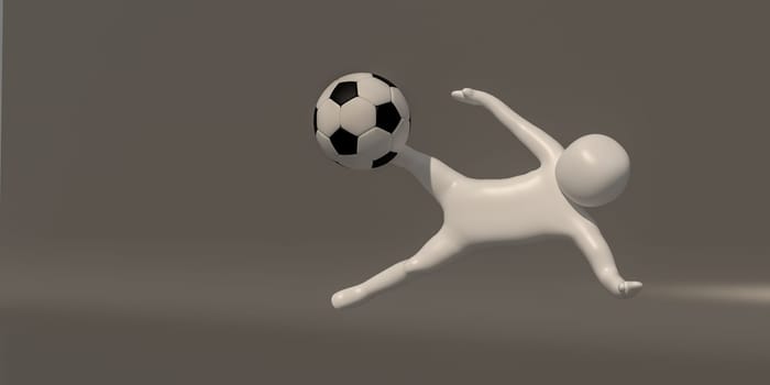 3d illustrator group of career symbols on a gray background, 3d rendering of the playing football. Includes a selection path.