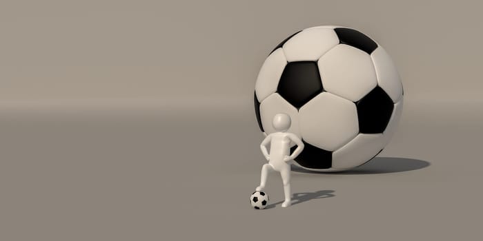 3d illustrator group of career symbols on a gray background, 3d rendering of the playing football. Includes a selection path.
