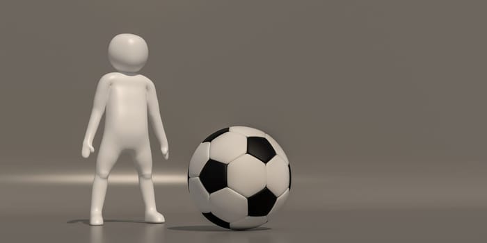 3d illustrator group of career symbols on a gray background, 3d rendering of the playing football. Includes a selection path.