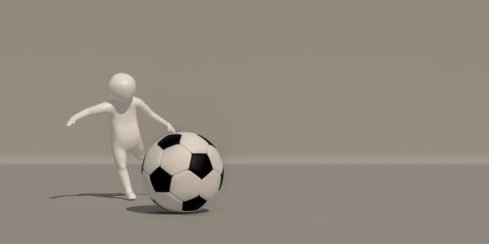 3d illustrator group of career symbols on a gray background, 3d rendering of the playing football. Includes a selection path.