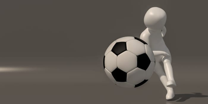 3d illustrator group of career symbols on a gray background, 3d rendering of the playing football. Includes a selection path.