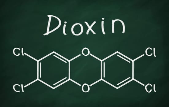 Structural model of DIOXIN on the blackboard.