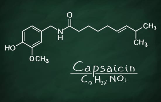 Structural model of Capsaicin on the blackboard.