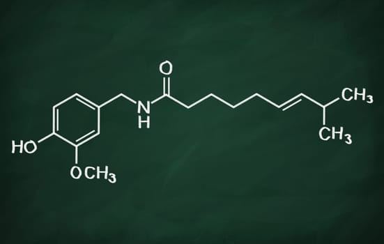 Structural model of Capsaicin on the blackboard.