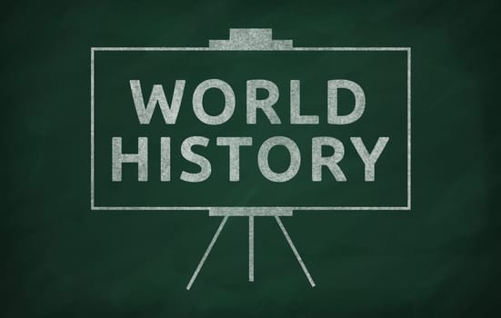 World history writed on blackboard with chalk