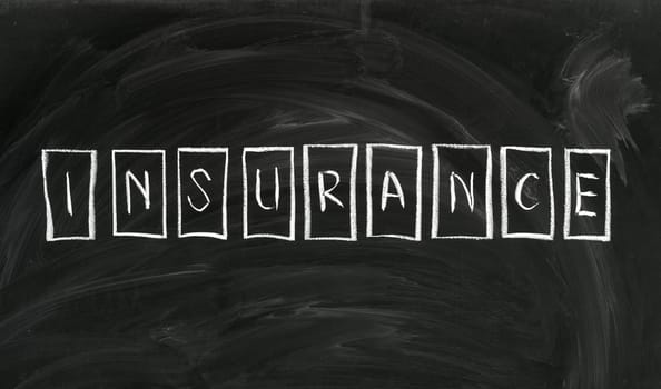 Insurance written on the blackboard with chalk
