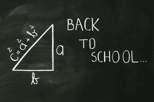 Pythagoras formula write on blackboard with chalk