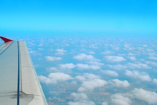 Heaven, sky and clouds. View from the plane