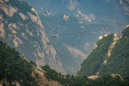 Cable car to the top of North Peak of the stunning Huashan Mountain, Shaanxi Province, China