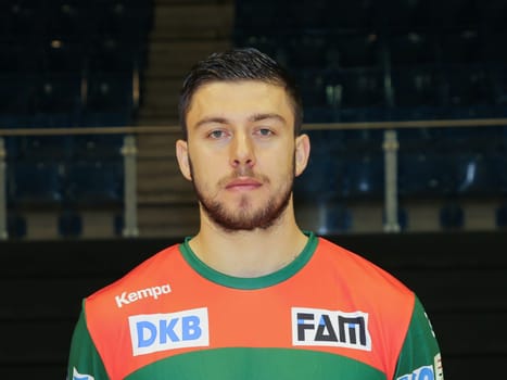 Macedonian handball player Filip Kuzmanovski, SC Magdeburg, Liqui Moly HBL, Handball-Bundesliga Season 2019-20