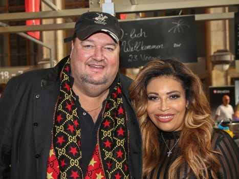 Entertainer Andreas Ellermann with girlfriend German reality TV actress Patricia Blanco at the erotic fair Venus 2019 in Berlin