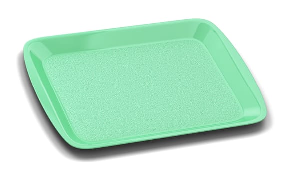 Blank plastic tray for food. 3d illustration isolated on white background