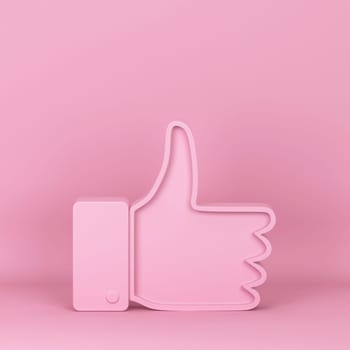 Like thumb up symbol. 3d illustration on pink background