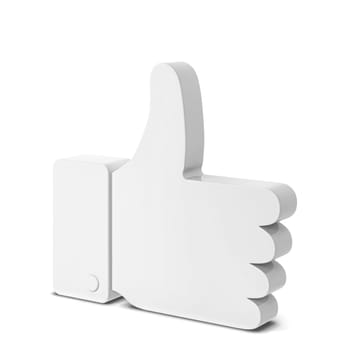 Like thumb up social network symbol. 3d illustration isolated on white background