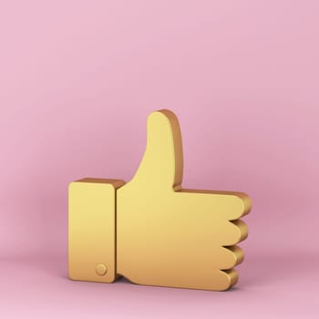 Like thumb up symbol. 3d illustration on pink background