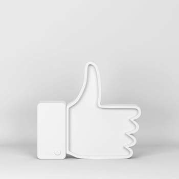 Like thumb up symbol. 3d illustration on gray background