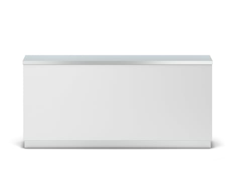Blank counter stand mockup. 3d illustration isolated on white background