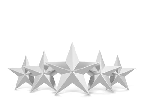 Five stars. 3d illustration isolated on white background