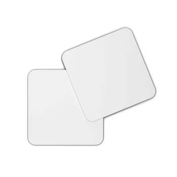 Two blank coasters mock up. 3d illustration isolated on white background