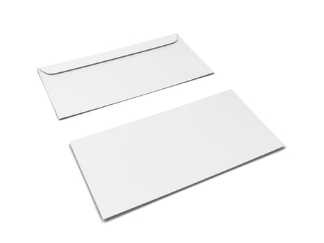 Blank paper envelope mockup. 3d illustration isolated on white background