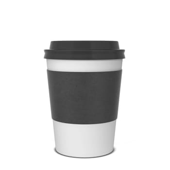 Blank paper coffee cup mock up. 3d illustration isolated on white background