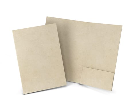 Blank paper folder mockup. 3d illustration isolated on white background